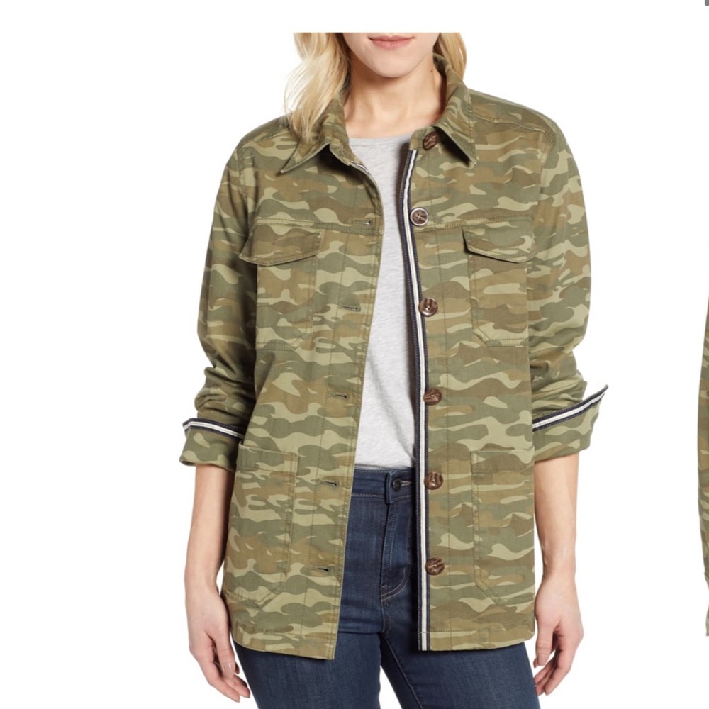 NWT Caslon Twill Camo Shirt Jacket